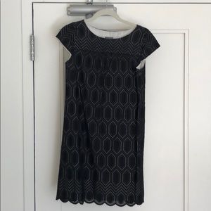 Ann Taylor Petite Navy Scallop Dress